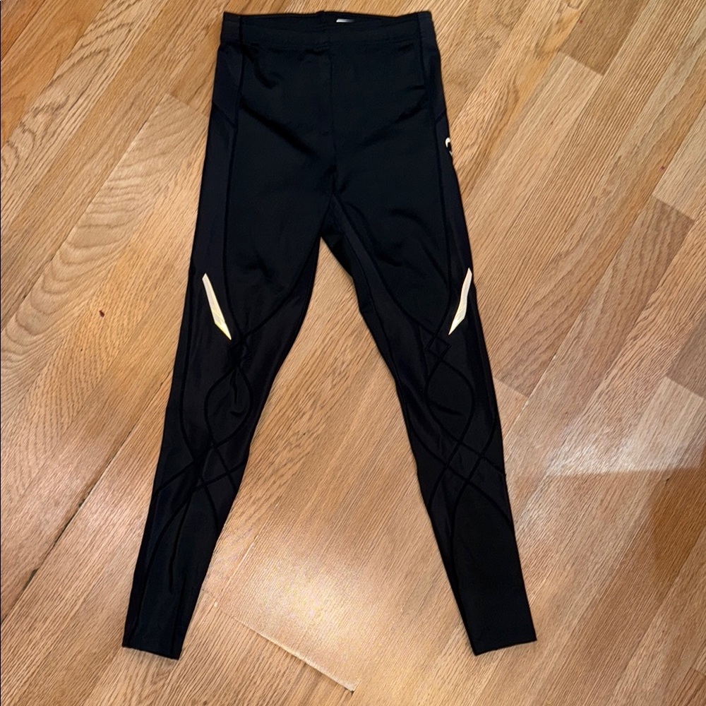 CW-X Black Leggings with Cream Accents